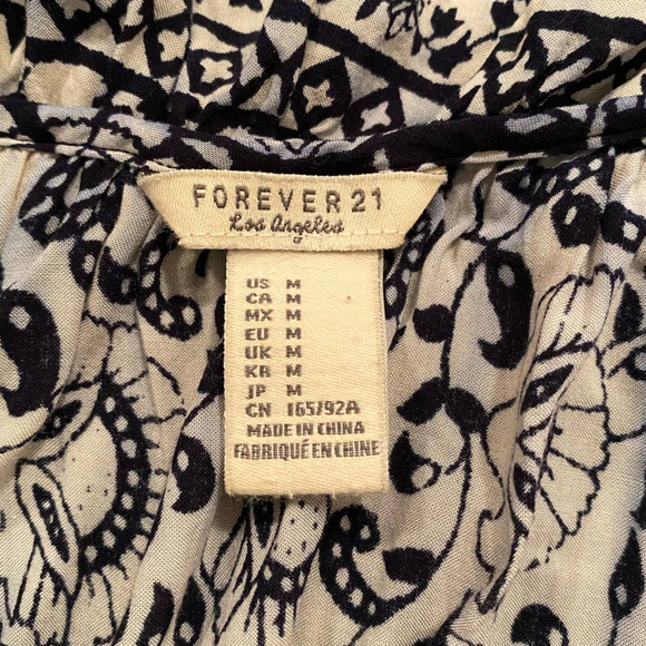 Forever 21 Los Angeles Blue Paisley Boho Spaghetti Strap Sundress Dress Size M - Picture 6 of 7